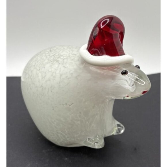 Vintage Murano Style Art Glass Christmas Mouse Hand Made - Picture 3 of 9